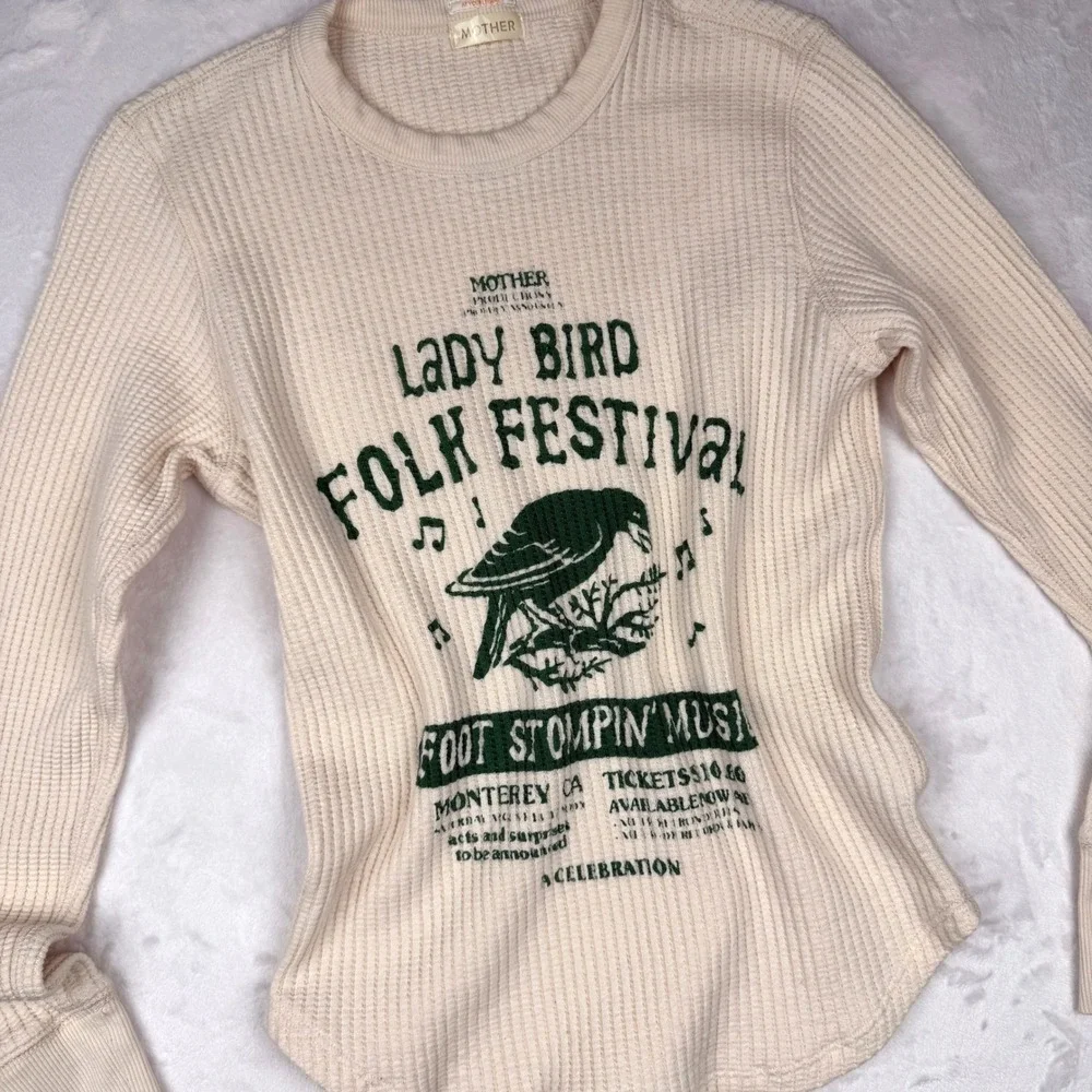 NWOT Mother The Itty Bitty Goodie Goodie Lady Bird Folk Festival Thermal Top M - Picture 3 of 9